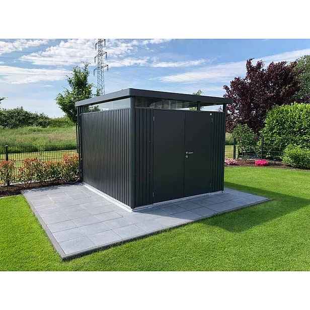 Domek na nářadí Biohort HIGHLINE H5, tmavě šedý, dvoukřídlé dveře BH84069