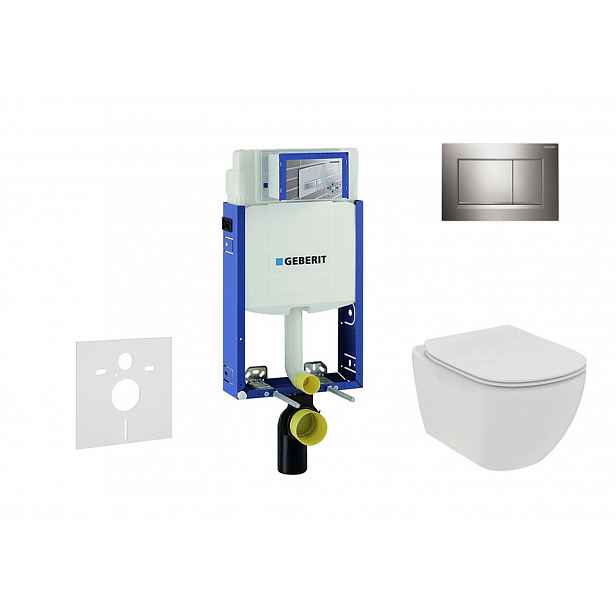 Geberit Kombifix - Set předstěnové instalace, klozetu a sedátka Ideal Standard Tesi, tlačítka Sigma20, Rimless, SoftClose, lesklý chrom/chrom mat 110.