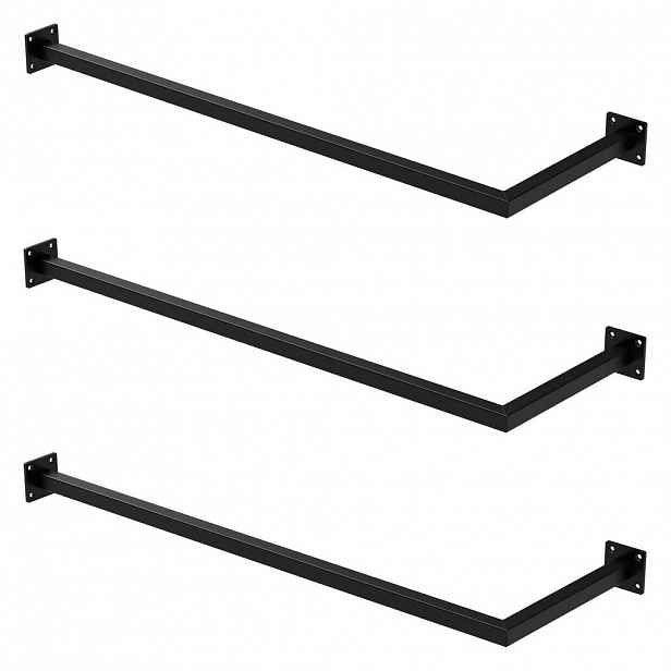 ML-DESIGN VĚŠÁK 3dílná sada do rohu V30 cm x Š90 cm černý z oceli ve tvaru U