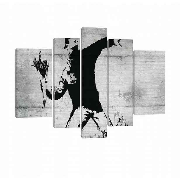 Obraz Banksy 5 Dílný Velký Set Pentaptik Na Plátně Stěna 170x100