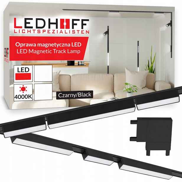 Sada Kolejnicového Osvětlení Ledhoff 2x1 m 6x Led lineární lampa černá