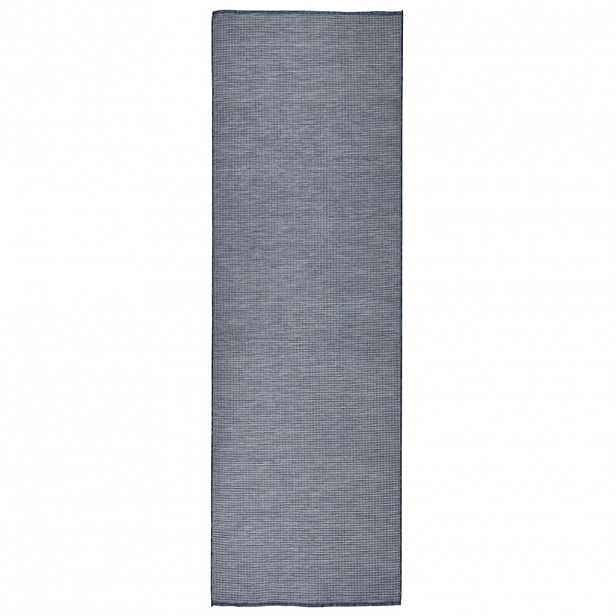 vidaXL Venkovní hladce tkaný koberec 80x250 cm modrá