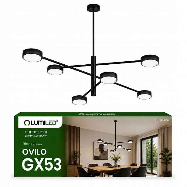 Závěsná lampa Lustr Halogenové stropní Led svítidlo 6xGX53 Reflektor Loft