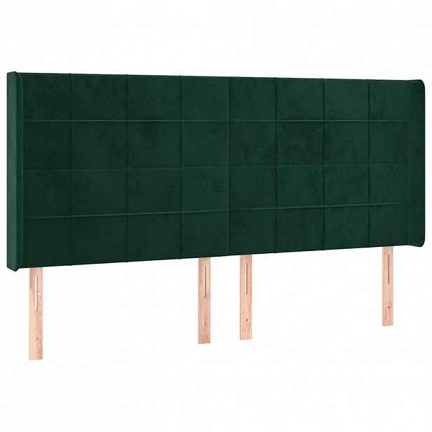 vidaXL Čelo postele typu ušák tmavě zelená 183x16x118/128 cm samet