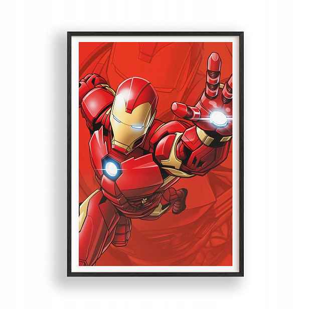 Plakát Iron Man Avengers v černém dřevěném Rámeček 30x42 cm