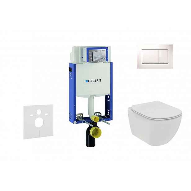 Geberit Kombifix - Set předstěnové instalace, klozetu a sedátka Ideal Standard Tesi, tlačítka Sigma20, Rimless, SoftClose, bílá/chrom 110.302.00.5 NE5