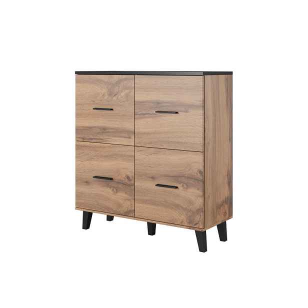 HALMAR Komoda Lotta 110 cm dub wotan/černá