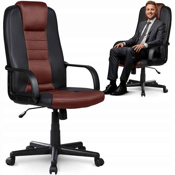 Kancelářská Otočná Židle Ergonomická Otočná Kancelářská Židle Černá Hnědá