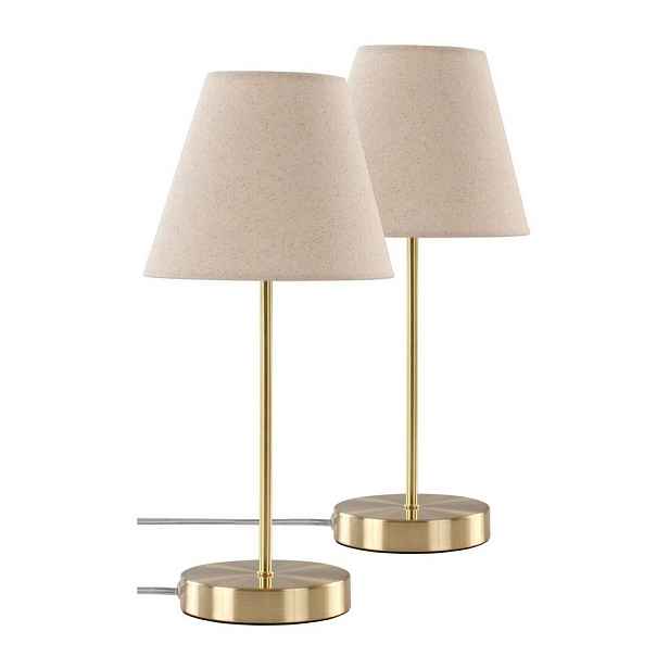 Béžová/v mosazné barvě látková stolní lampa (výška 39 cm) Lasse – Jotex