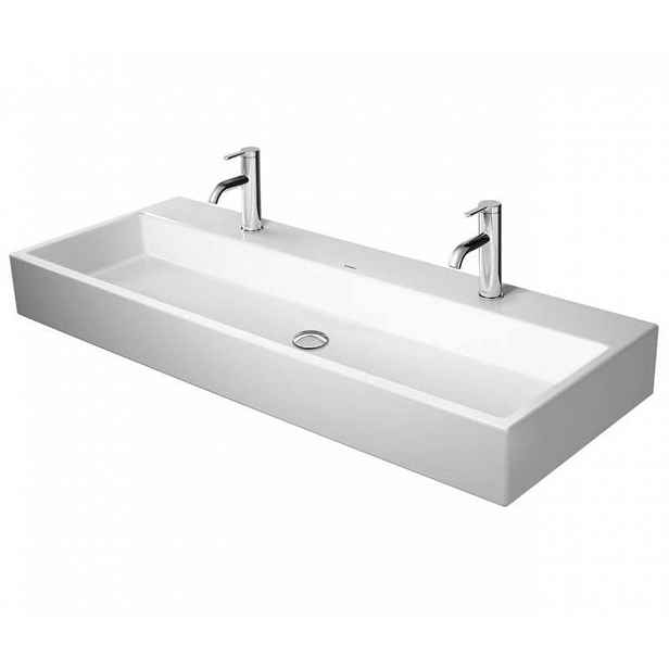 Duravit Vero Air - Dvojumyvadlo nábytkové 120x47 cm, bez přepadu, s otvory pro baterie, bílá 2350120072