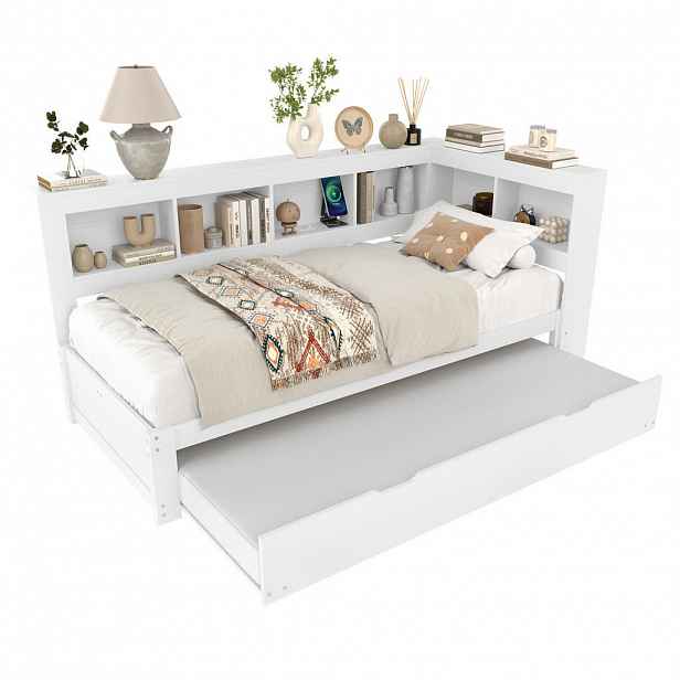 FLIEKS DENNÍ POSTEL 90x200cm DTD Rozkládací USB Bílá