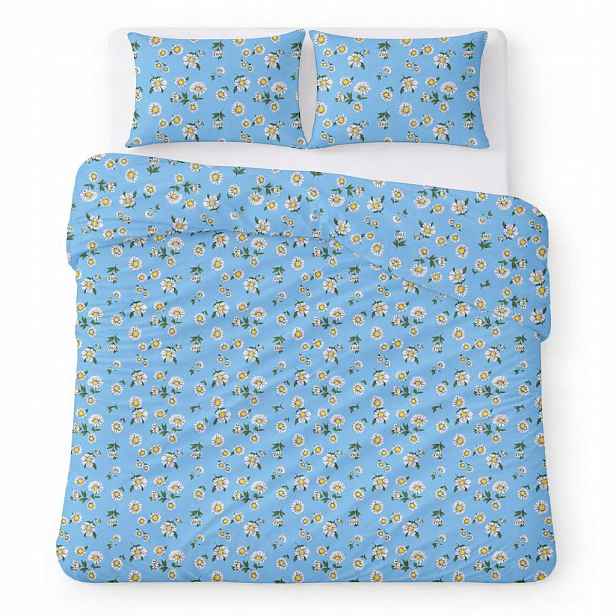 Povlečení bavlněné 160x200 modré s bílými sedmikráskami Cotton Home