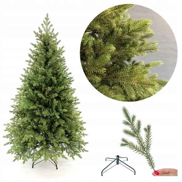 Umělý Vánoční Stromeček 160 cm Smrk Imperial 100% Pe hustý rozkládací stojan