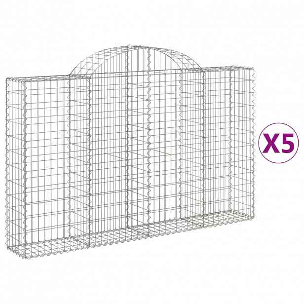 vidaXL Klenuté gabionové koše 5 ks 200x30x120/140cm pozinkované železo