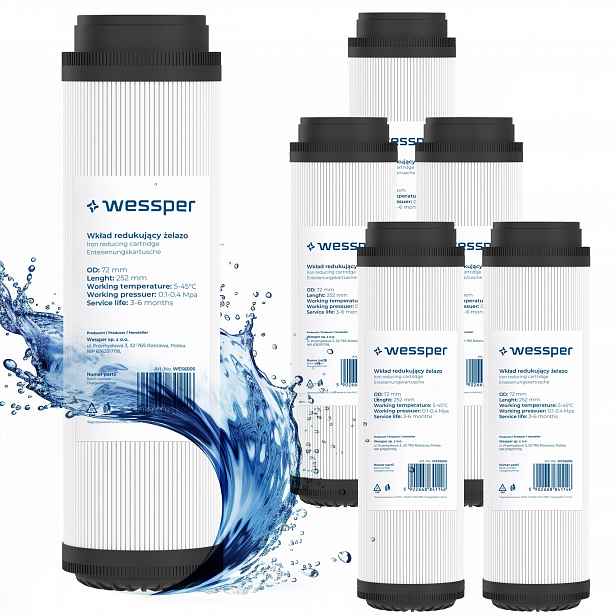 Filtrační průtoková vložka odželezňující vodu Wessper 10" předběžný odličovač 6