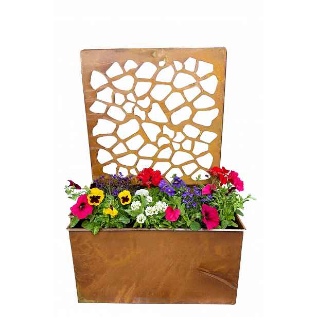 Květináč kovový, kovový květináč, rez 47 cm, ozdobný do zahrady na terasu