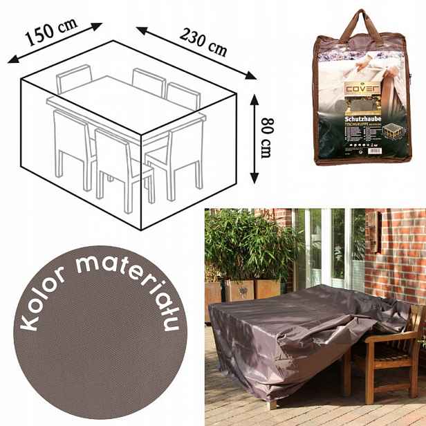 Obal na zahradní stůl obdélníkový 230 x 150 x 80 cm šedohnědý-taupe