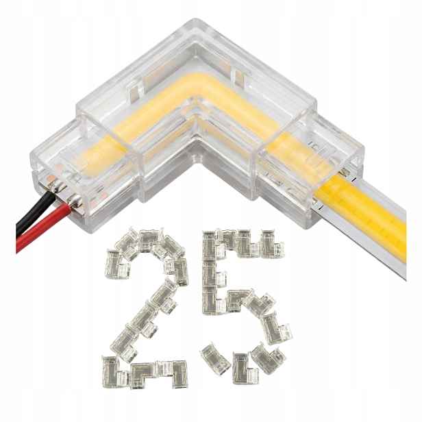 Úhlová spojka pro Led pásku Cob 8 mm Klikana Montážní spojka kabelů na roh