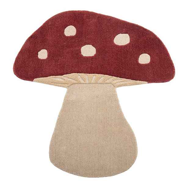 Červený vlněný dětský koberec 85x90 cm Mushroom – Bloomingville Mini