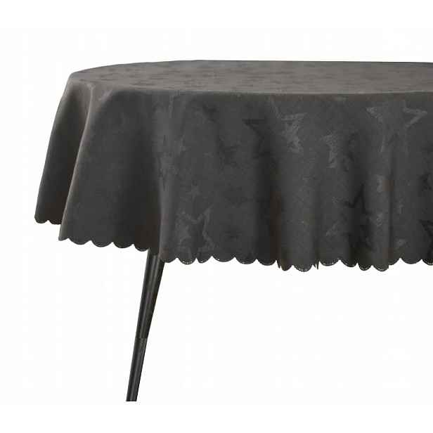 Dekorativní Ubrus Ovál 170 X 210 CM Černý Vánoční Hvězdy
