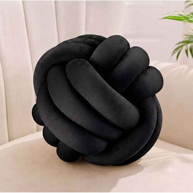Relaxdays POLŠTÁŘ Černý uzel 25 cm polyester