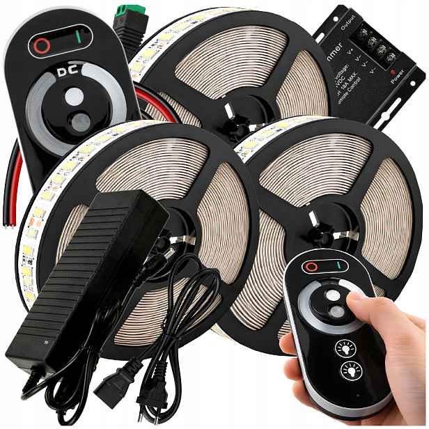 Set Led pásek 12V 15m 72W Denní Světlo Jasné Napájecí Zdroj Dálkový Ovladač Ovladač