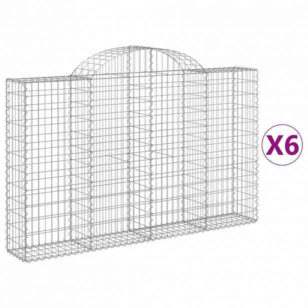 vidaXL Klenuté gabionové koše 6 ks 200x30x120/140cm pozinkované železo