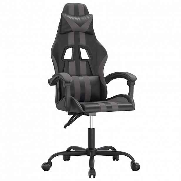 vidaXL Otočná herní židle černá a šedá umělá kůže
