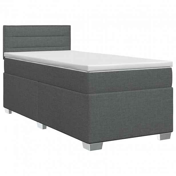 vidaXL Postel boxspring s matrací s čelo Tmavě šedá 80 x 200 cm Textil