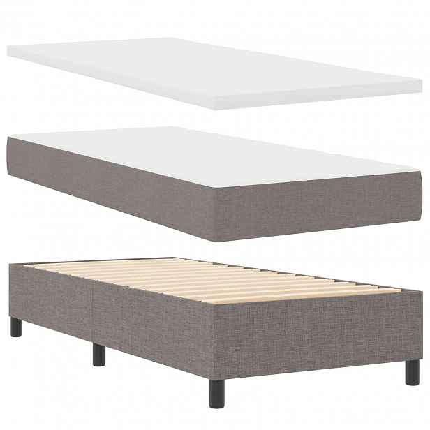 vidaXL Postel s boxspringem s LED pásky Taupe 90 x 190 cm textil
