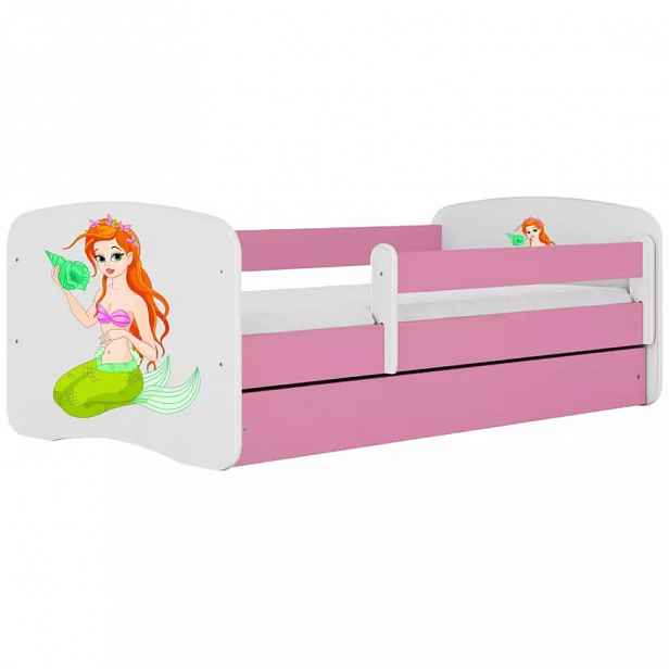 Dětská postel Babydreams+SZ+M růžová 80x180 Mořská panna