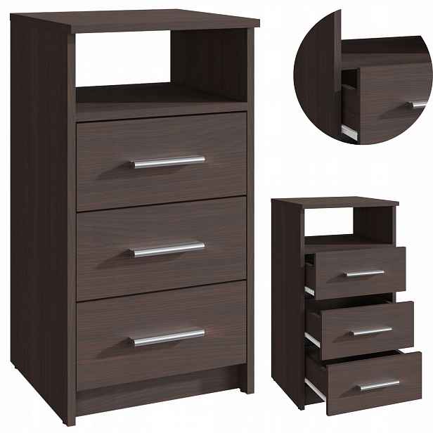 Komoda 3SO Wenge 40 cm malá skříňka se zásuvkami, regál, polička na hračky, oblečení