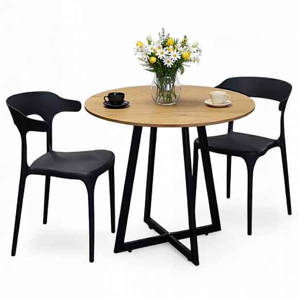 Kulatý kuchyňský jídelní stůl 80 cm 2x moderní křeslo Loft