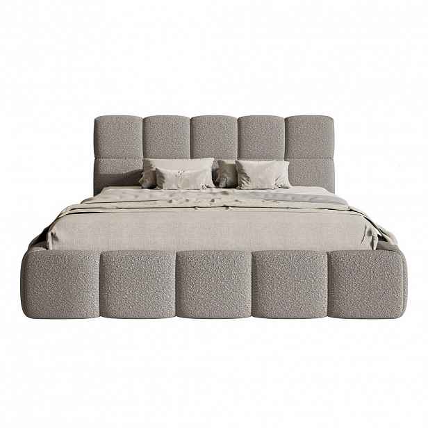 Selsey ČALOUNĚNÁ POSTEL Cloudy šedá boucle s úložným prostorem 160 cm
