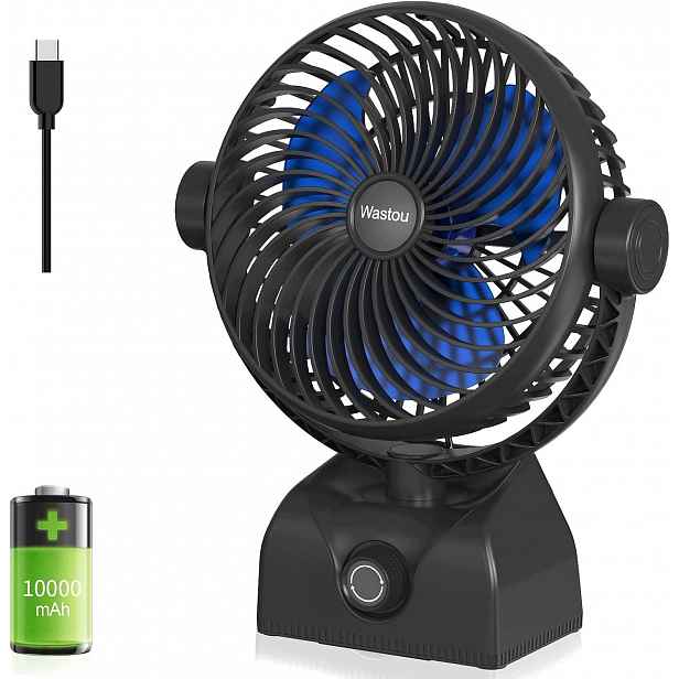 Stolní ventilátor, stolní ventilátor s Usb akumulátorem, tichý, 10000 mAh
