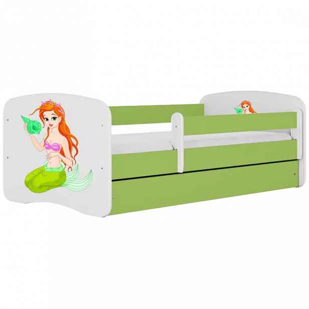Dětská postel Babydreams+SZ+M zelená 80x180 Mořská panna