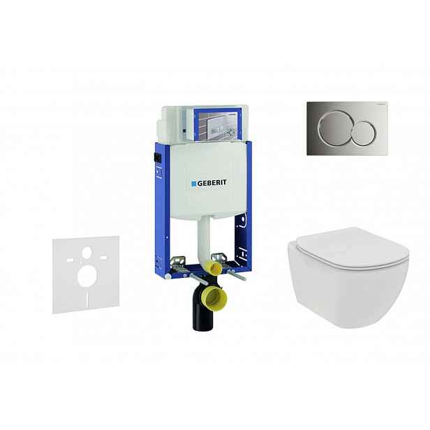 Geberit Kombifix - Set předstěnové instalace, klozetu a sedátka Ideal Standard Tesi, tlačítka Sigma01, Rimless, SoftClose, lesklý chrom 110.302.00.5 N