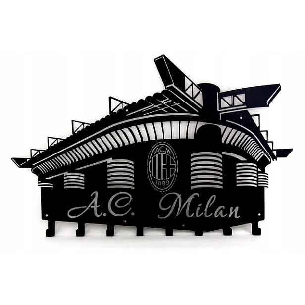 Nástěnný věšák na oblečení, klíče Ac Milan Stadion San Siro, 8 háčků