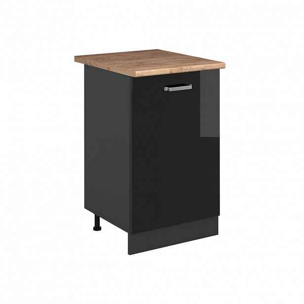 Vicco SPODNÍ SKŘÍŇKA KUCHYŇSKÉ LINKY R-Line, Černý vysoký lesk/Antracit, 50 cm pracovná doska Dub Goldkraft