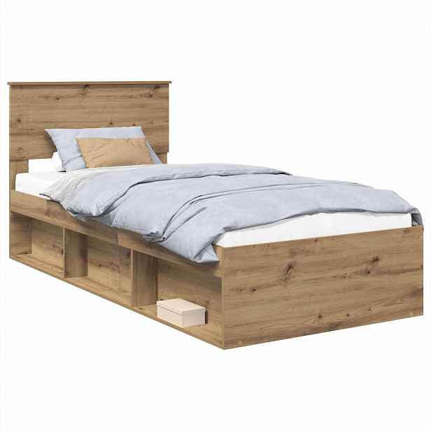 vidaXL Rám postele s čelo Umělecký dub 90 x 200 cm Kompozitní dřevo
