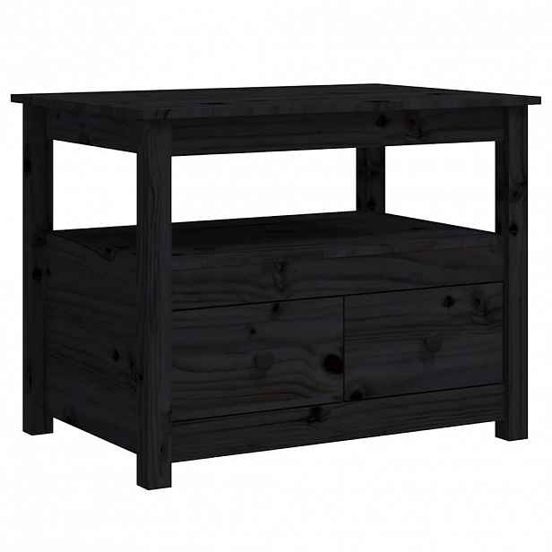 vidaXL Konferenční stolek černý 71 x 49 x 55 cm masivní borové dřevo