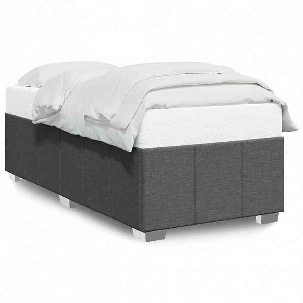 vidaXL Rám postele bez matrace tmavě šedá 90 x 190 cm textil