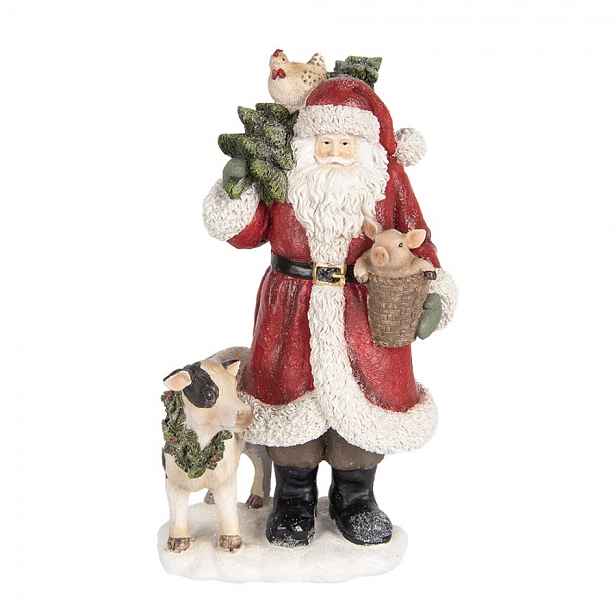 Dekorace Santa se zvířátky - 17*16*30 cm Clayre & Eef
