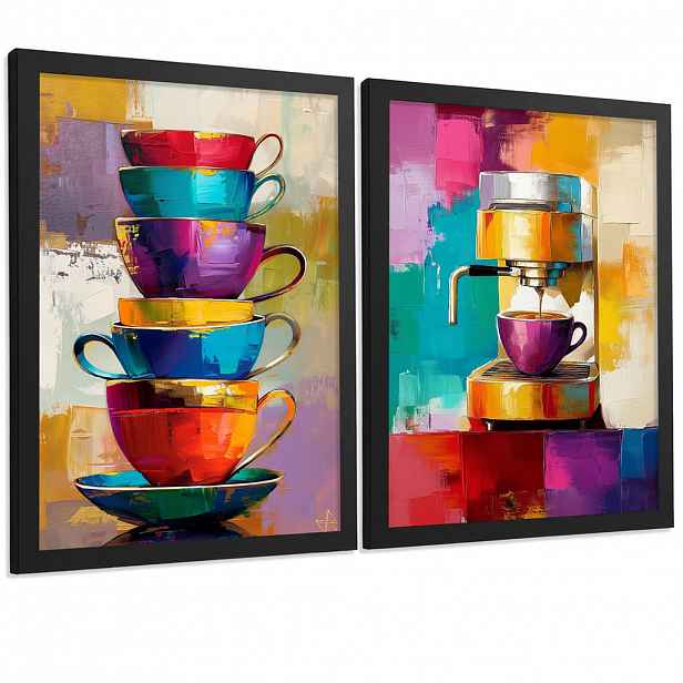 Nacnic PLAKAT Sada 2 Cafe Pop Art A4 Černý rám