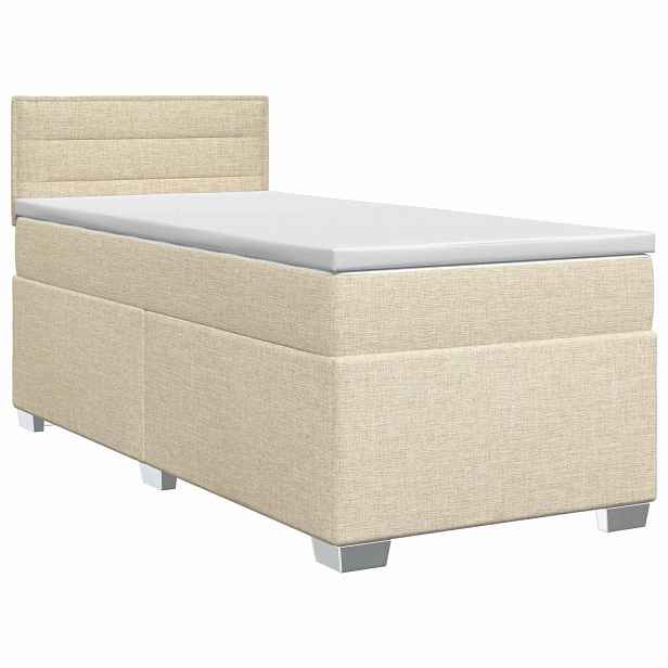 vidaXL Postel boxspring s matrací s čelo Krémová 80 x 200 cm Textil