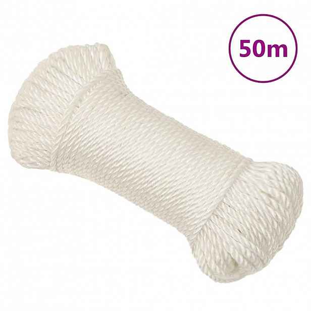 vidaXL Pracovní lano bílá 3 mm 50 m polypropylen