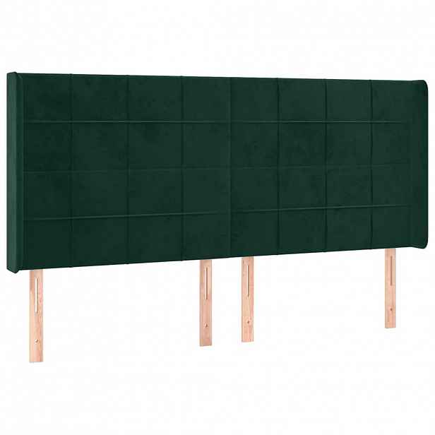 vidaXL Čelo postele typu ušák tmavě zelená 203x16x118/128 cm samet