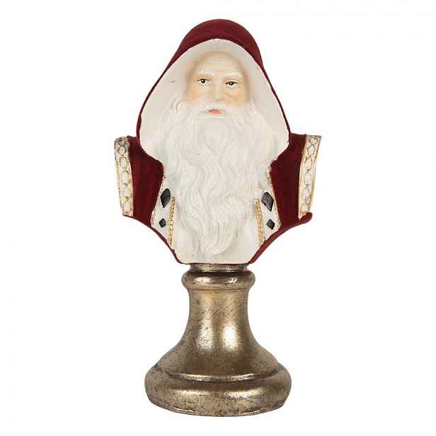 Červená vánoční dekorace busta Santa Claus - 9*7*15 cm Clayre & Eef