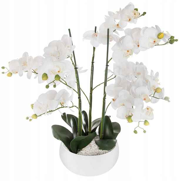 Orchidej umělá Bílá Orchidej Velké Květy 65 cm