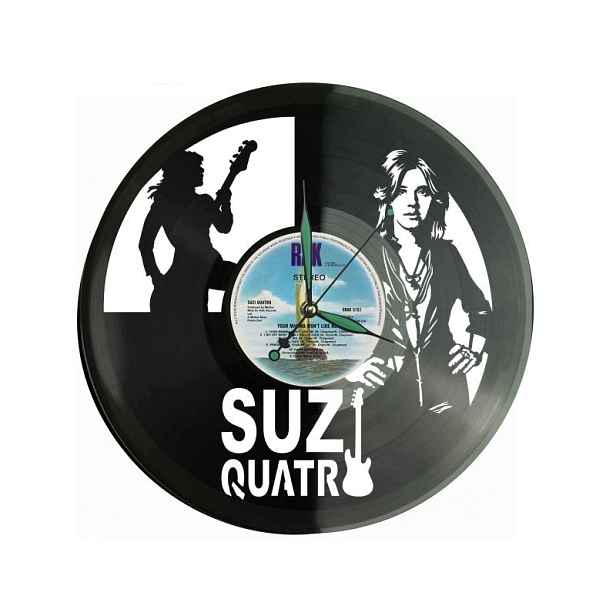 Suzi Quatr Vinyl Nástěnné hodiny Vinylová deska Unikátní dekorace pro fanoušky